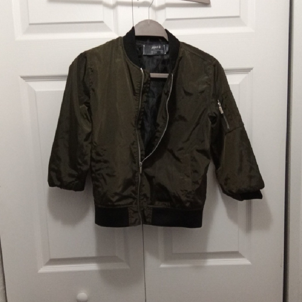GAP Green Puffer Jacket with Ribbed Collar